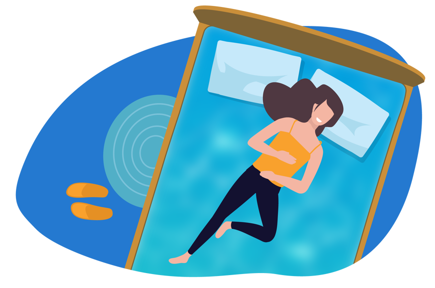 Woman laying on gel mattress
